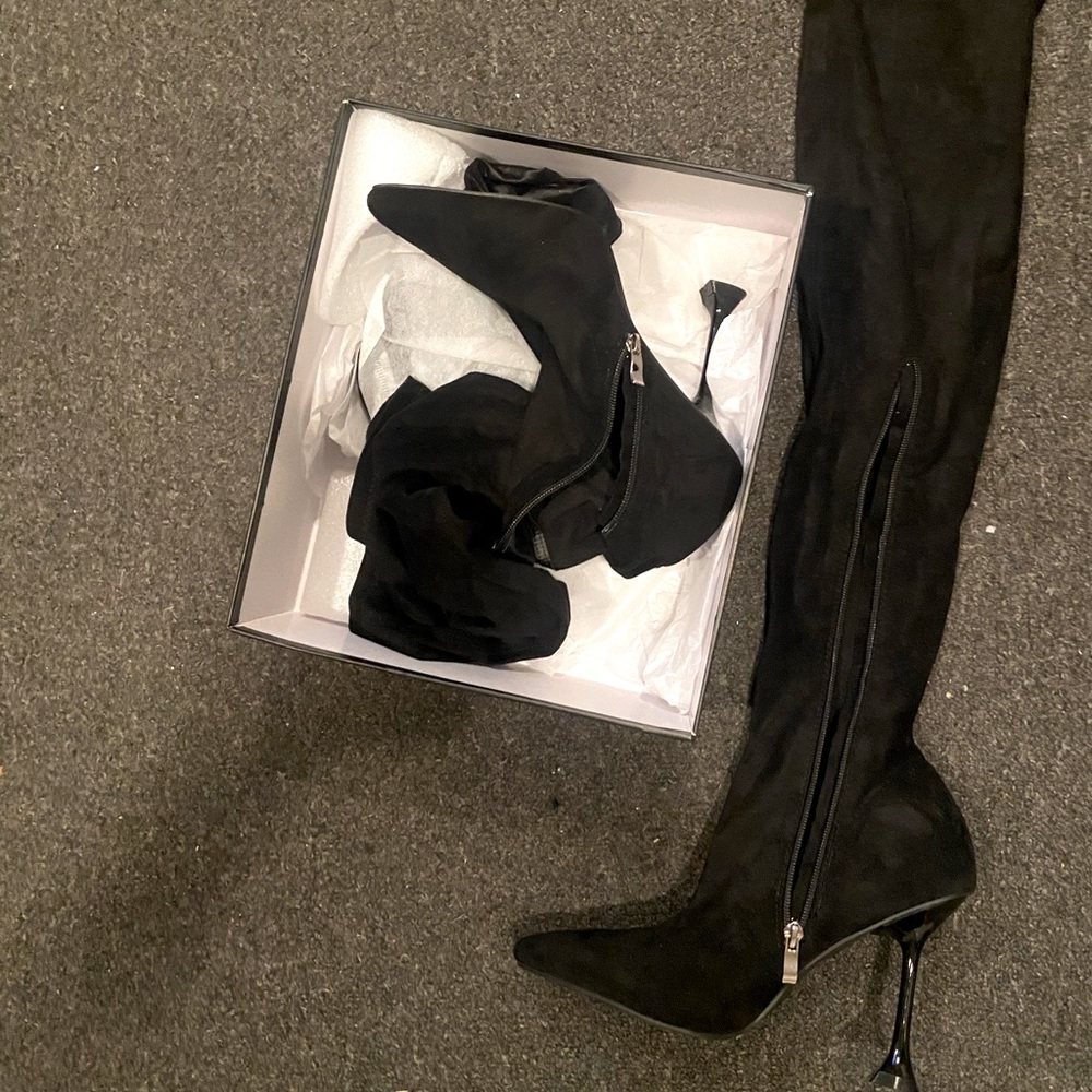Thigh High Skin Tight Black Boots